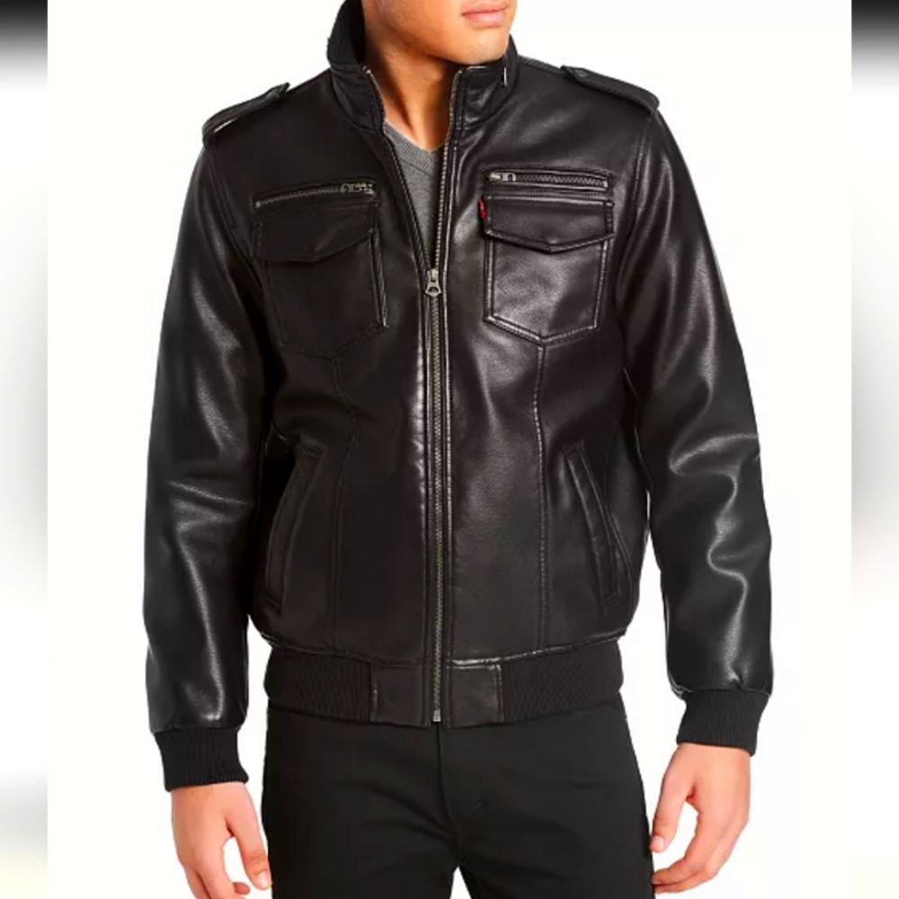 Levi's Faux Leather Aviator Bomber Jacket Big And Tall